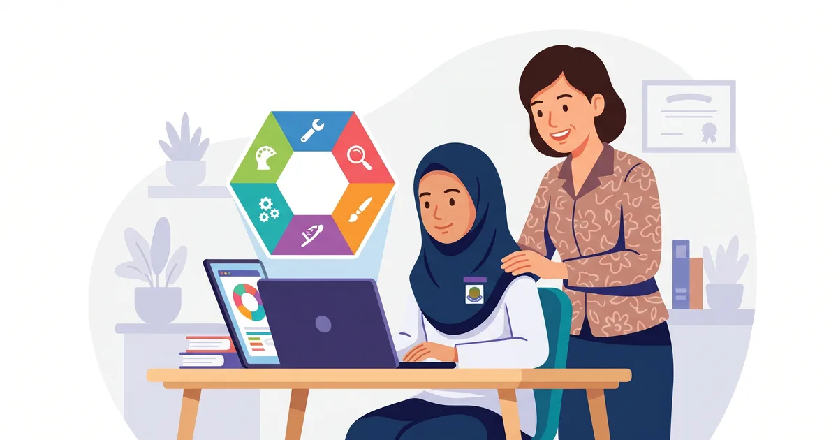Ibu bapa dan anak duduk bersama melihat keputusan ujian personaliti