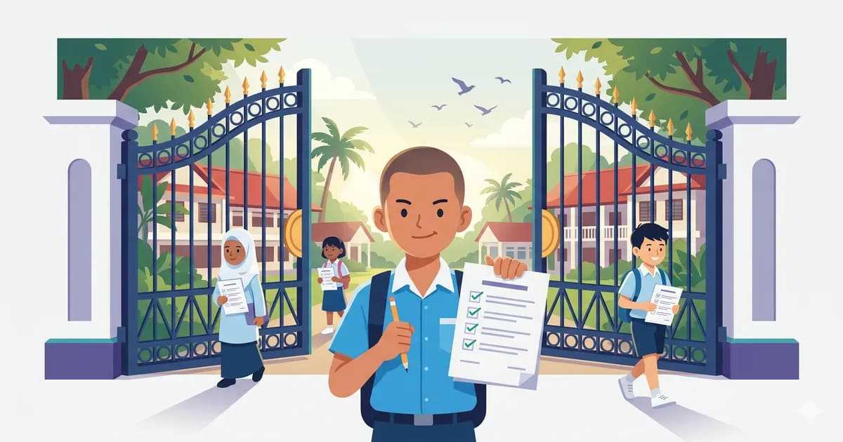 Borang permohonan sekolah berasrama penuh Malaysia di atas meja pejabat